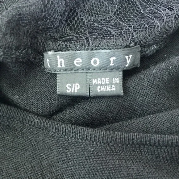 Theory Kobe Nouvella Black Lace Back Knit Wool Sweater Mini Dress Tunic S Goth - Picture 11 of 16